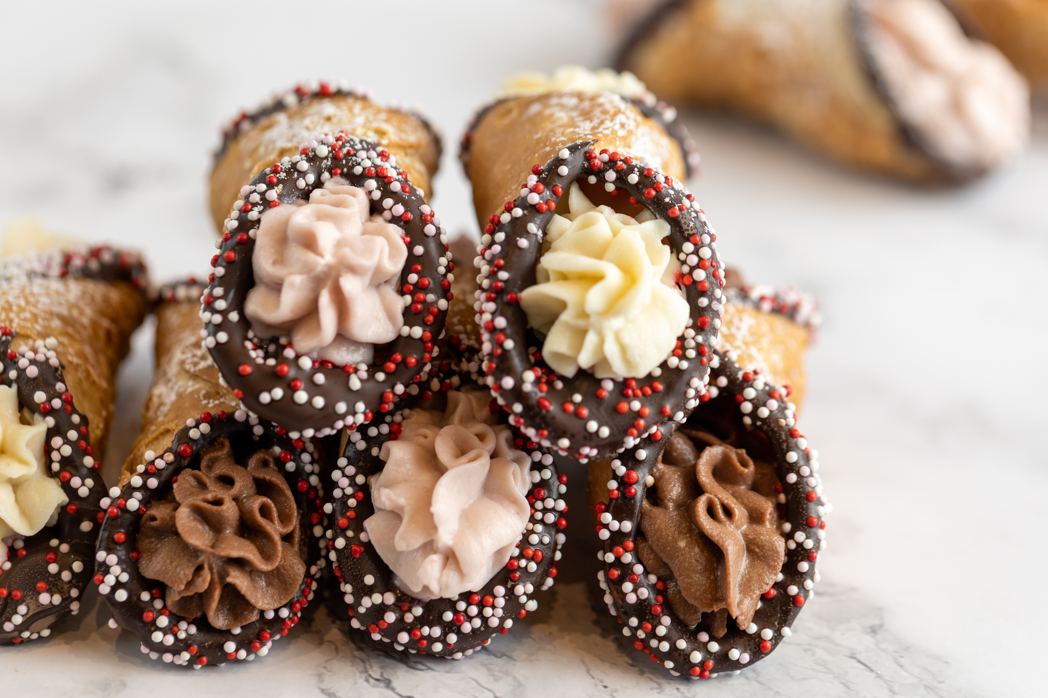 Sicilian Cannoli with icing sugar finish by Sucré