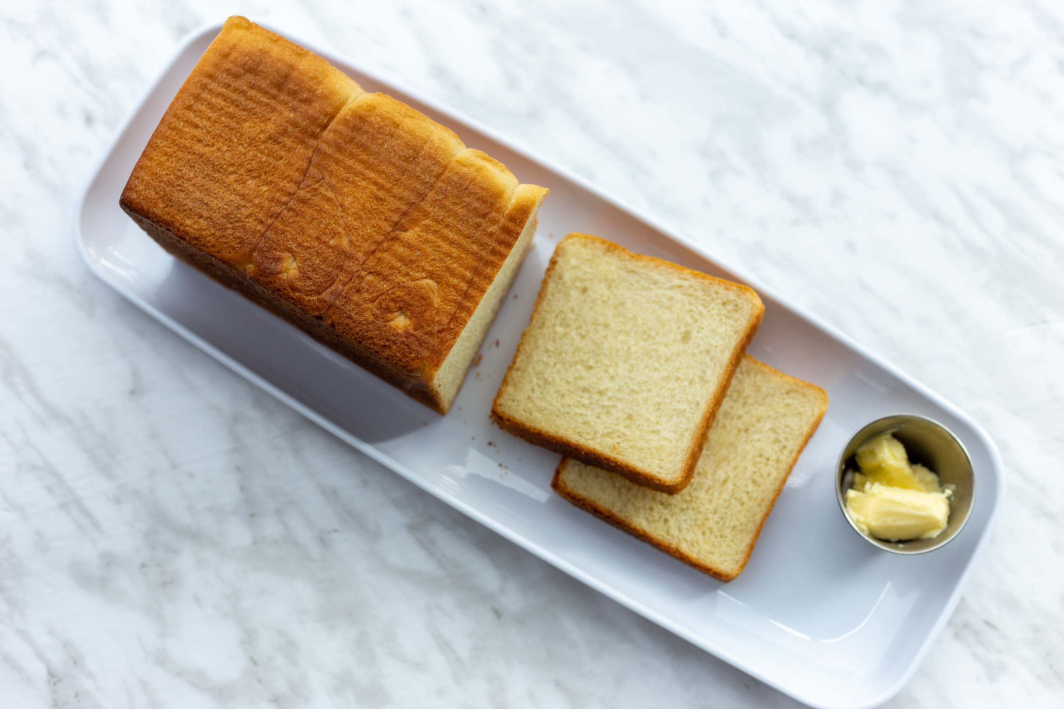 Japanese Milk Bread peaked-top variety showing golden finish
