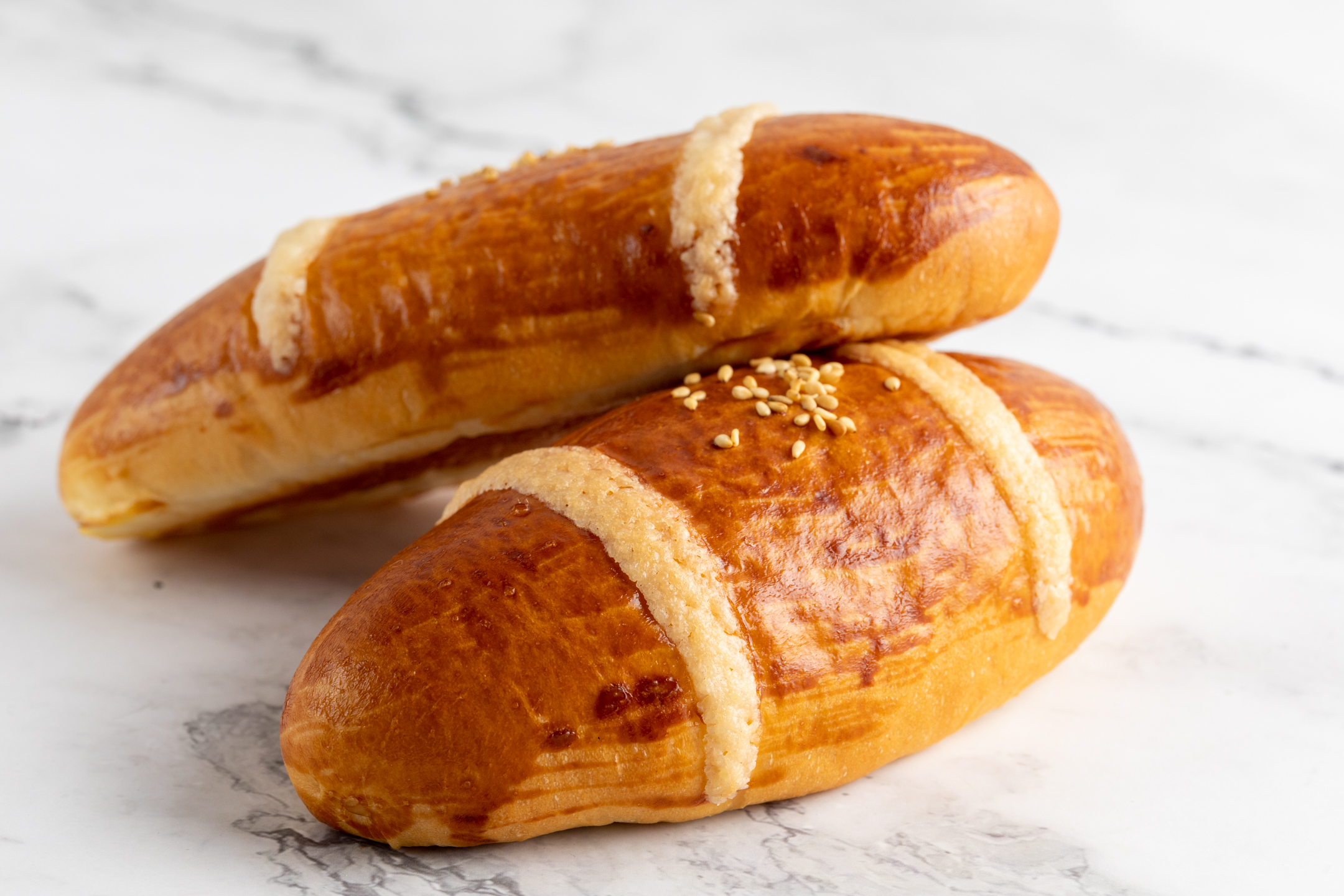Chinese Cocktail Bun close-up showing golden exterior of Japanese milk bread