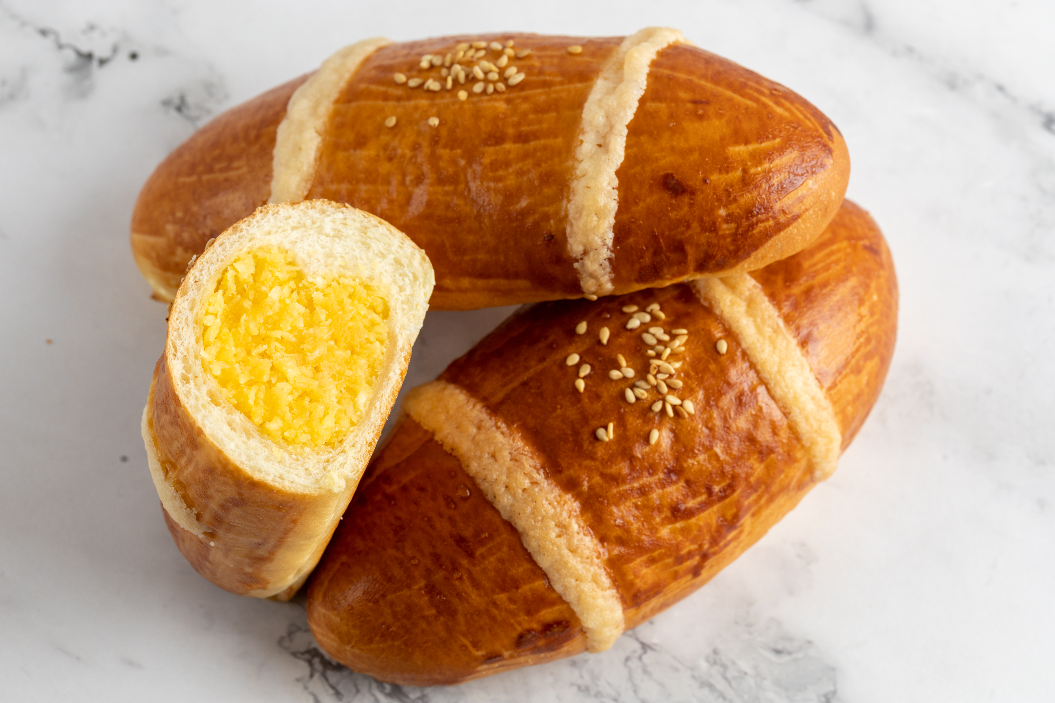 Cocktail Bun Japanese milk bread filled with coconut custard by Sucré