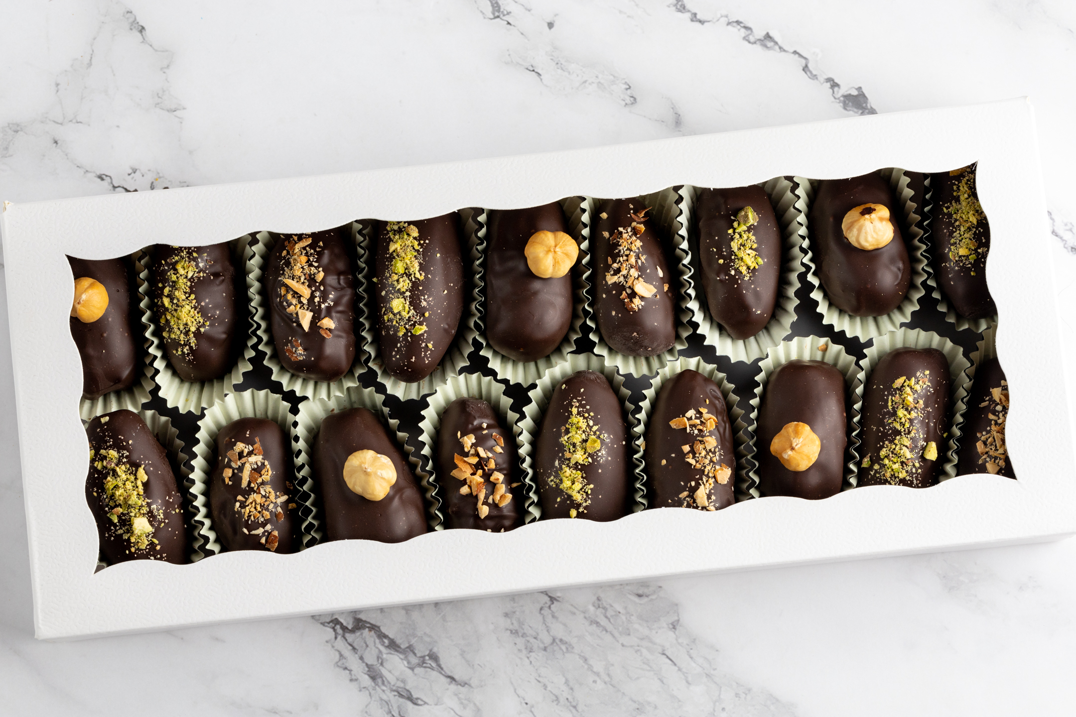 Truffles Date and Roasted Nut by Sucré in windowed gift box of 18 pieces