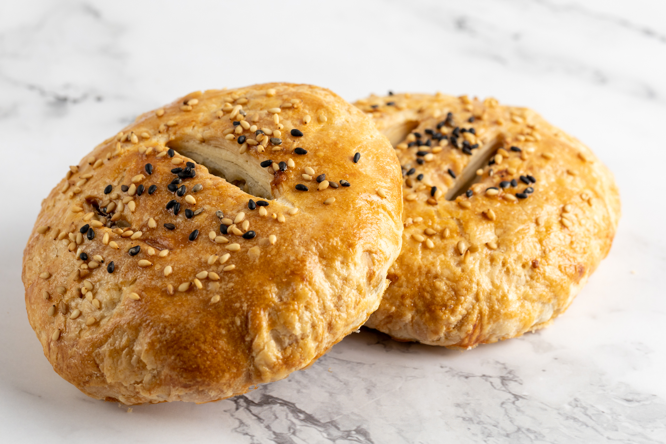 Sweetheart Pastry by Sucré — Asian sweetheart pastry (老婆餅) with all-butter laminated crust, wintermelon, mochi and sesame